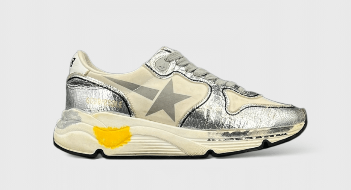 8600 Golden Goose Running Argenté/Blanc/Jaune 36