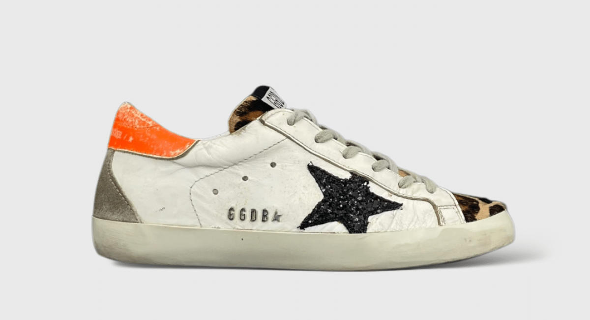 7814 Golden Goose Blanc/Orange/Léopard 36