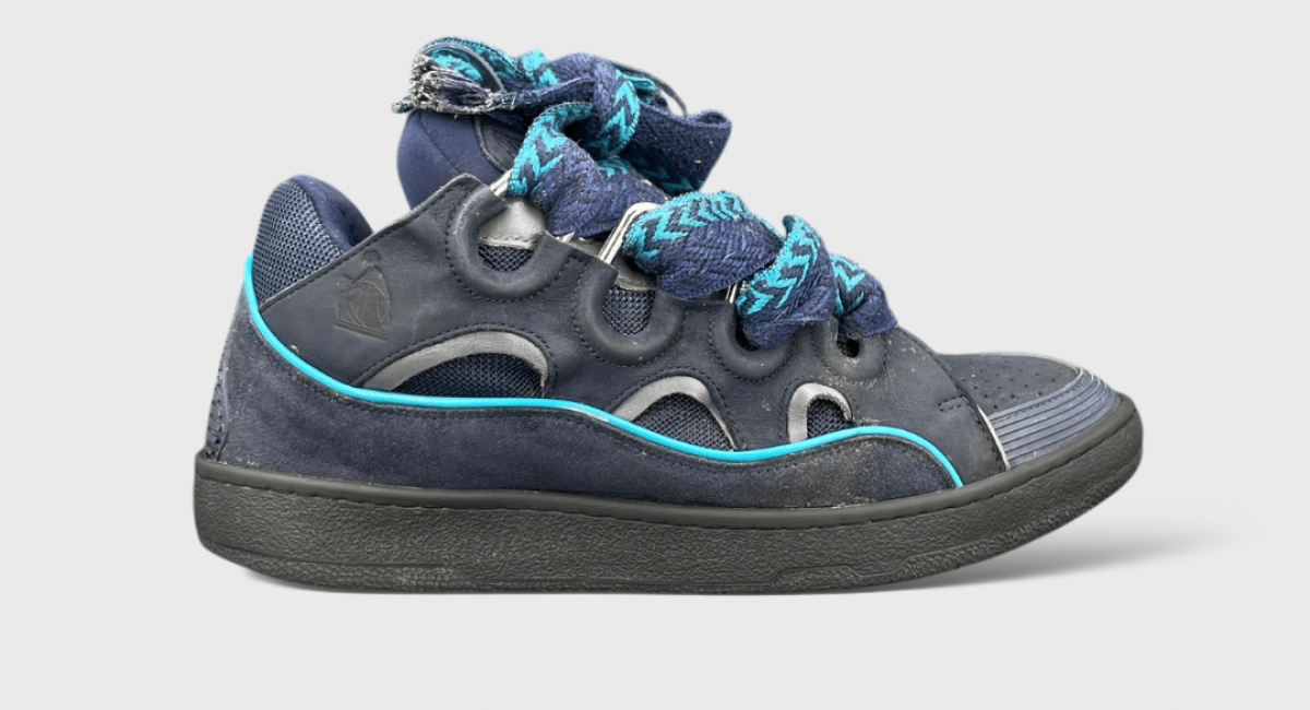 7659 Lanvin Curb Bleu Turquoise/Noir 44