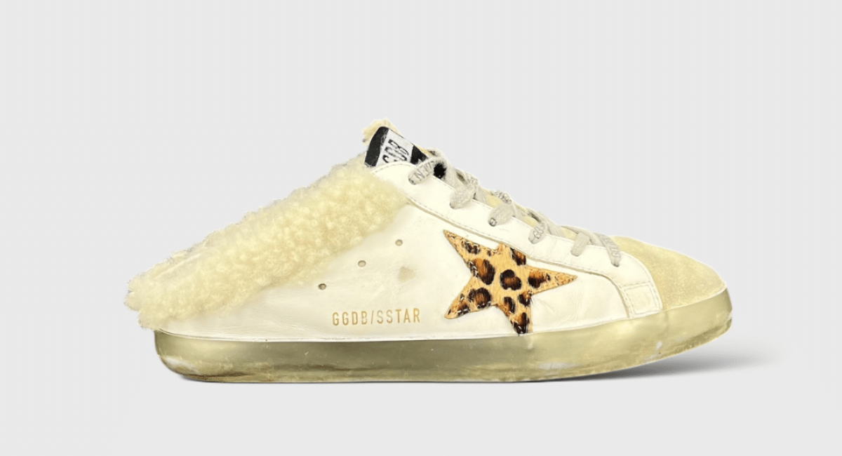 8397 Golden Goose Super Star Mules Léopard Moumoute 38