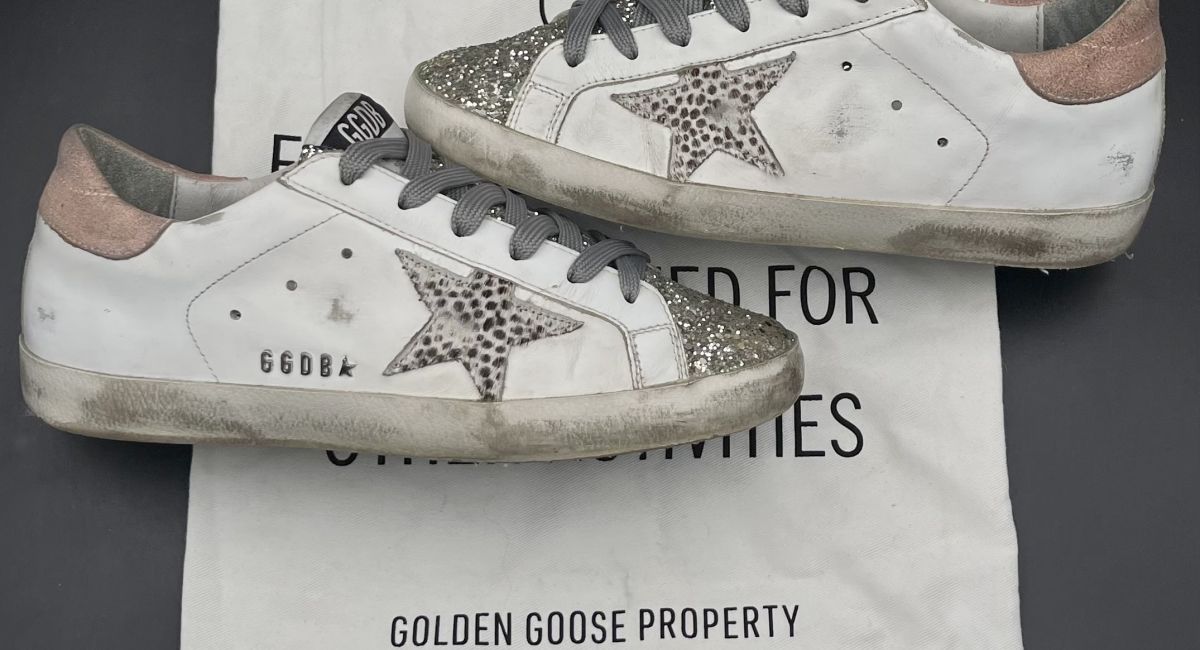 Golden Goose Superstar blanche/corail/paillette 37