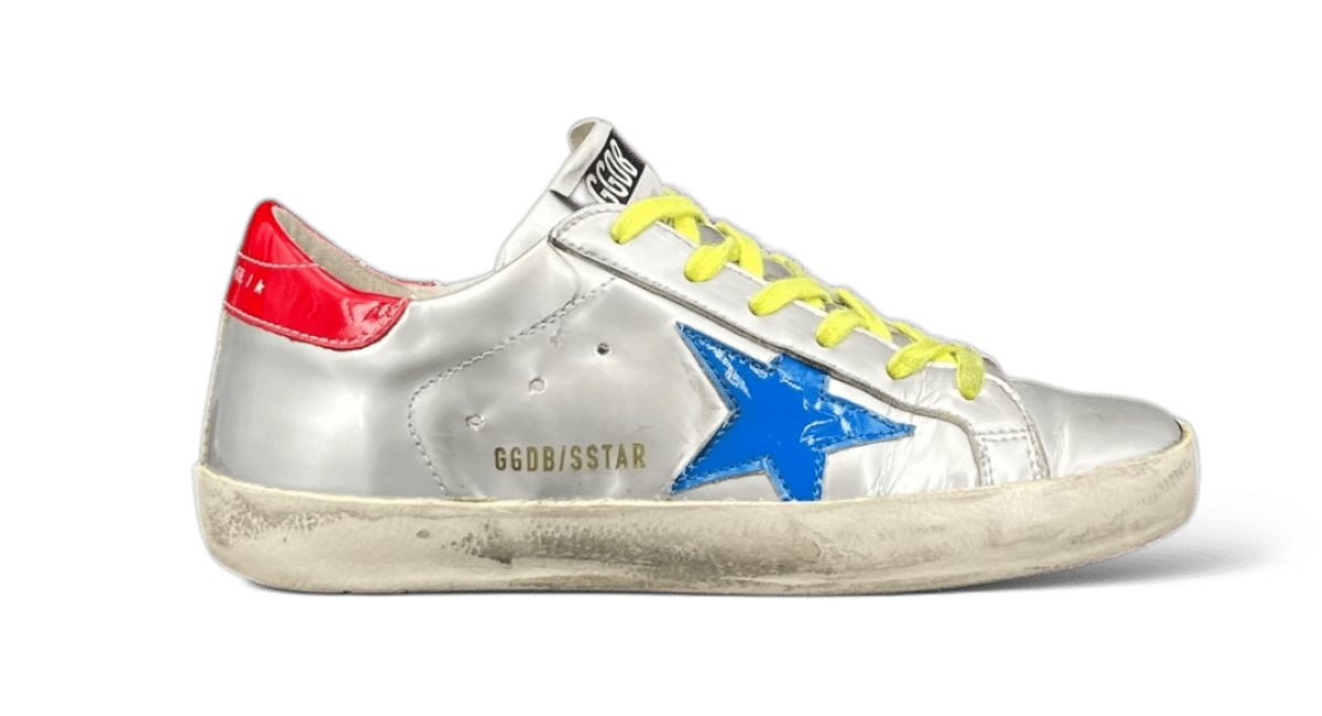 0000001363 Golden Goose Super Star Argenté/Rouge/Bleu 36