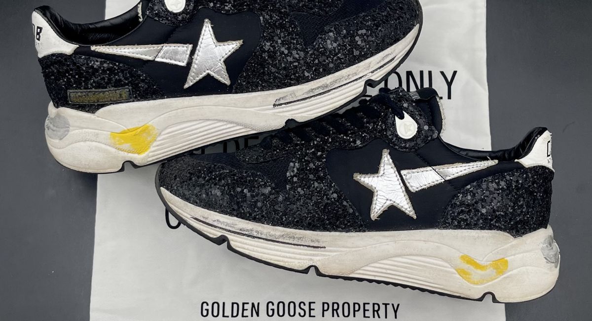 Golden Goose Running Noir Paillette Argenté