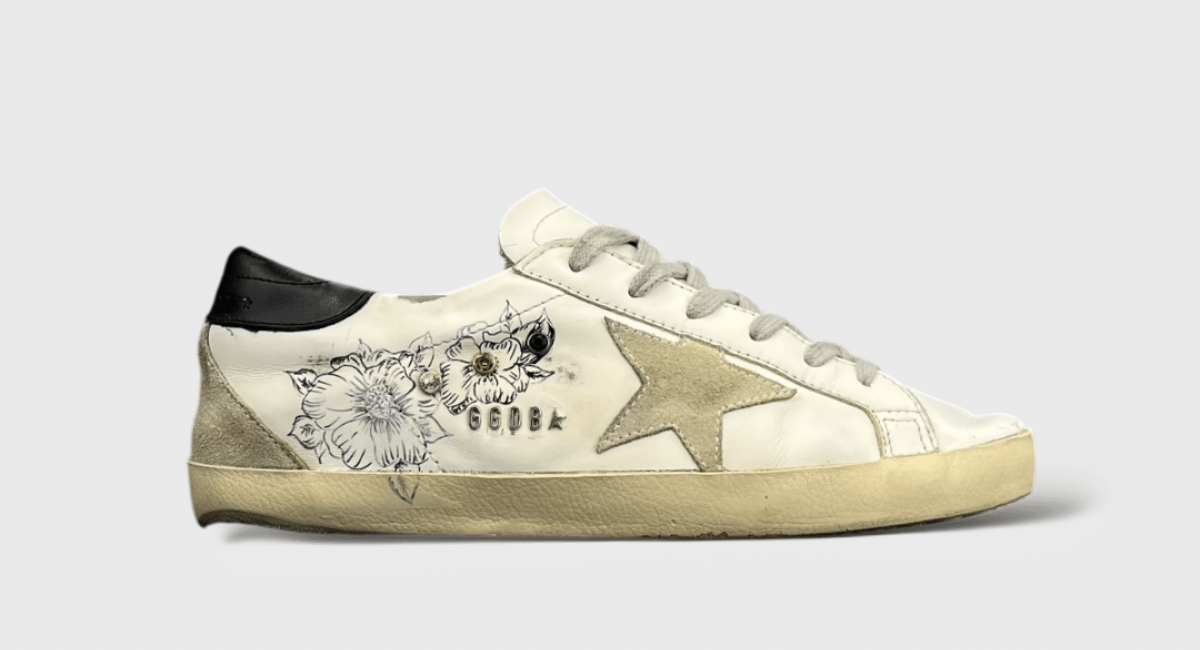 9351  Golden goose superstar Noir/blanc/Dessin 39
