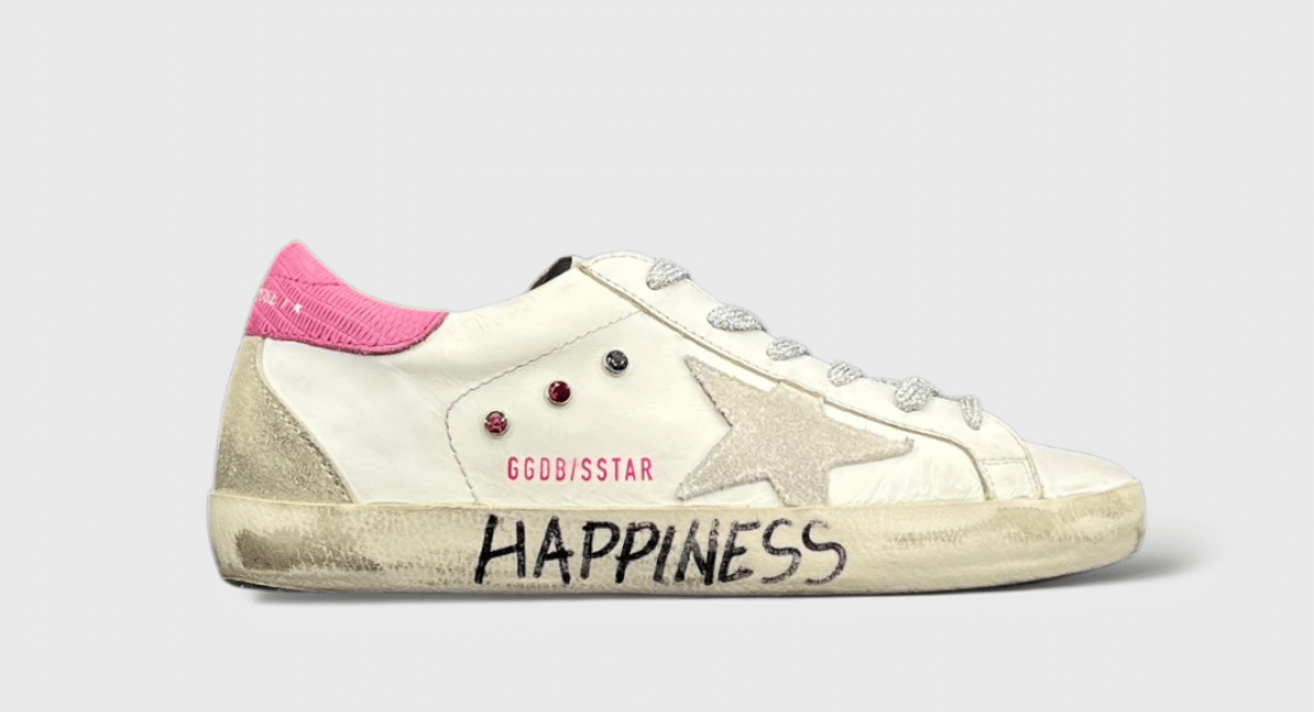 9313 Golden Goose Superstar Strass/Blanc/Rose/Beige 36