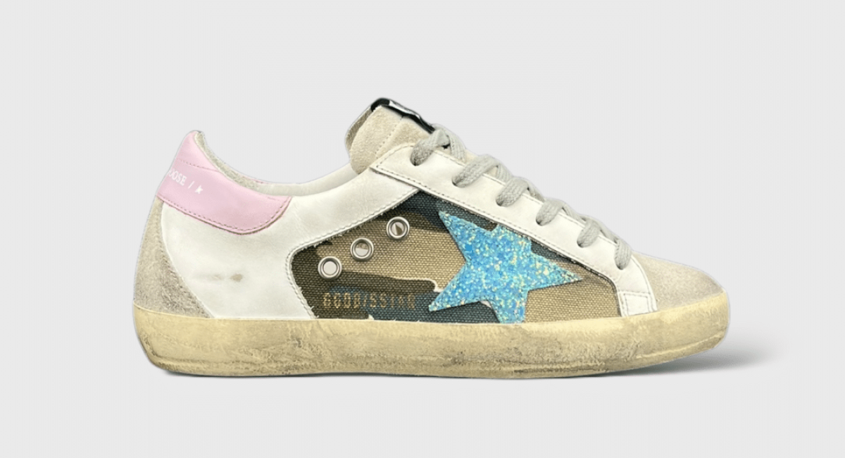 Golden Goose Superstar blanche/camouflage/bleu/rose 36