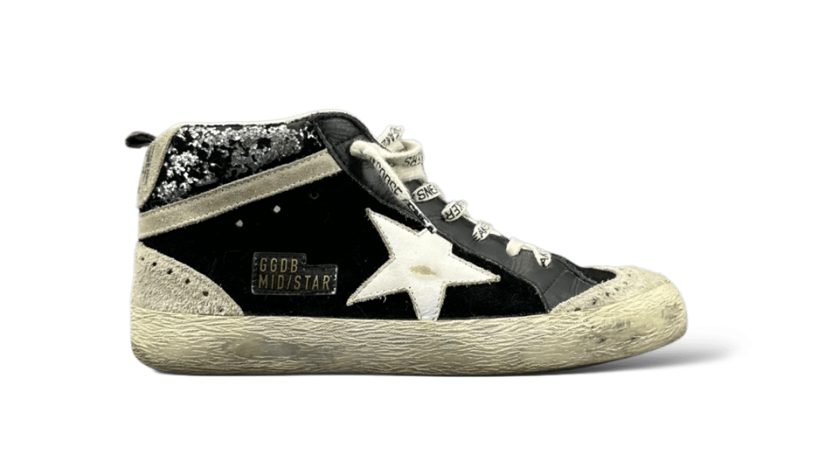 0000001857 Golden Goose Mid star noir paillette 35