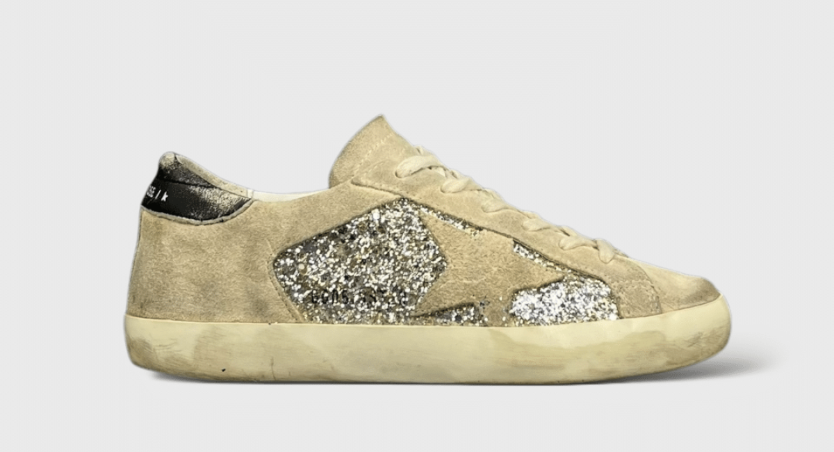 7731 Golden Goose Super Star Argenté/Daim Marron/Noir 35