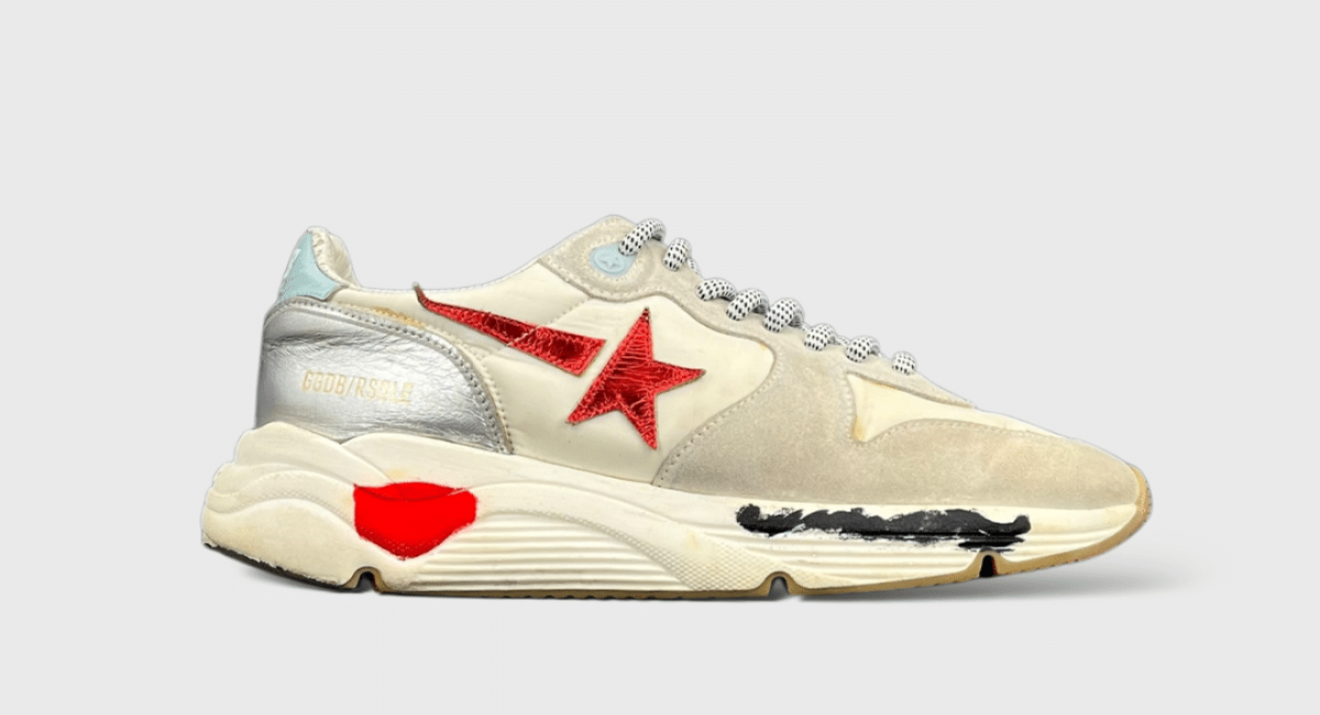 0000000668 Golden Goose Running Blanc/Beige/Rouge/Argenté 40