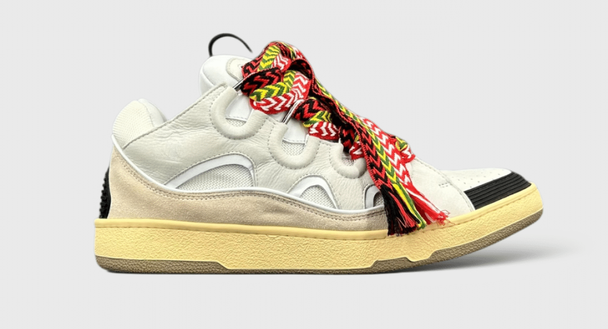 0000000974 Lanvin Curb Blanc Gris Rouge 46