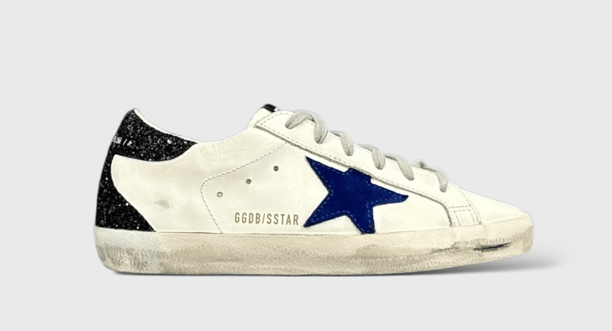9475 Golden Goose Super Star Blanc/Bleu/Noir Paillettes 37
