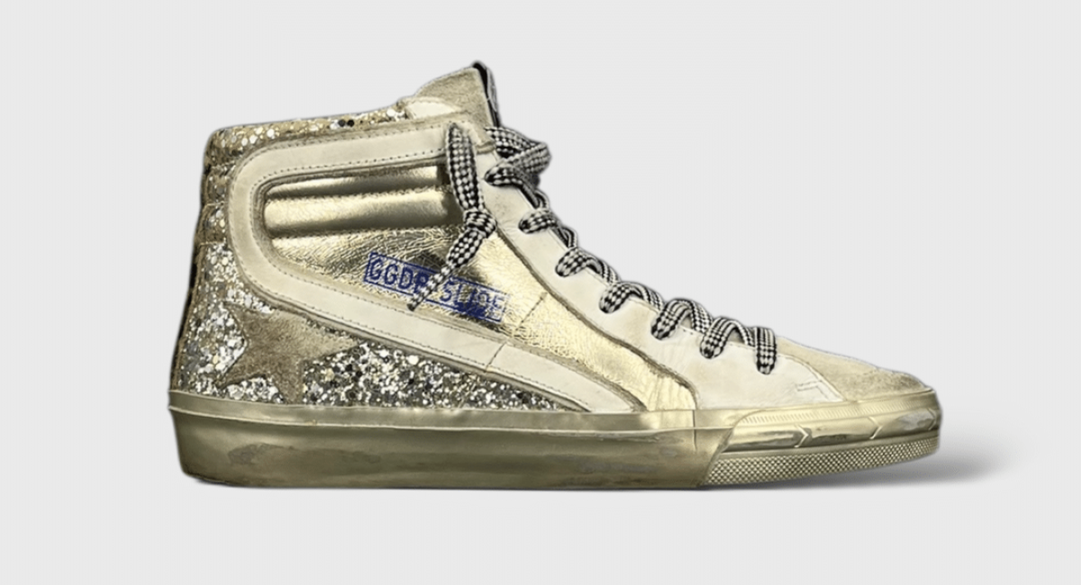 9055 Golden Goose Slide Argent/Paillette/Or 37