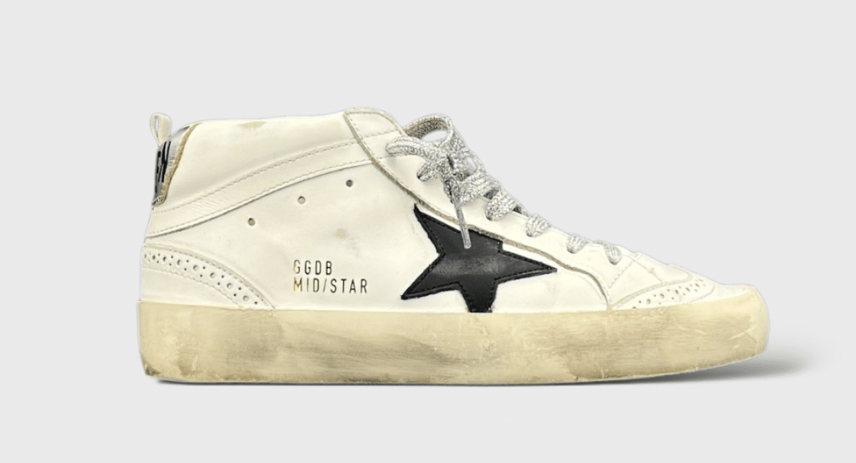 10052 Golden Goose Mid star Blanc/noir/argent 37