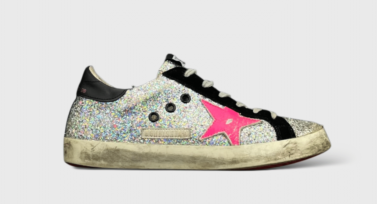 0000000840 Golden Goose Super Star rose/noir/paillette 36