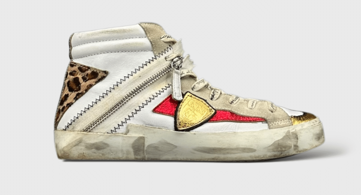 0000000956 Philippe model PRSX High Blanc Rouge Doré Léopard // 37