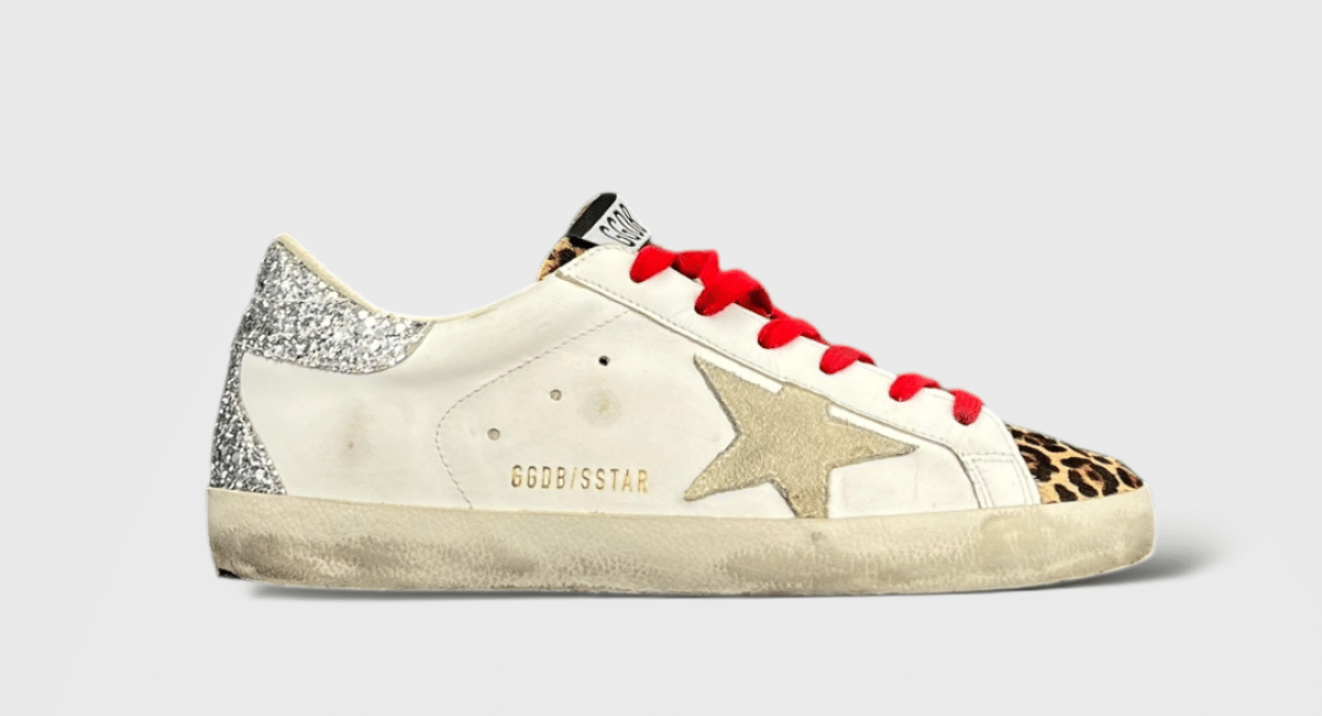 9338 Golden Goose Superstar Blanc/Paillette/Léopard/Rouge 38