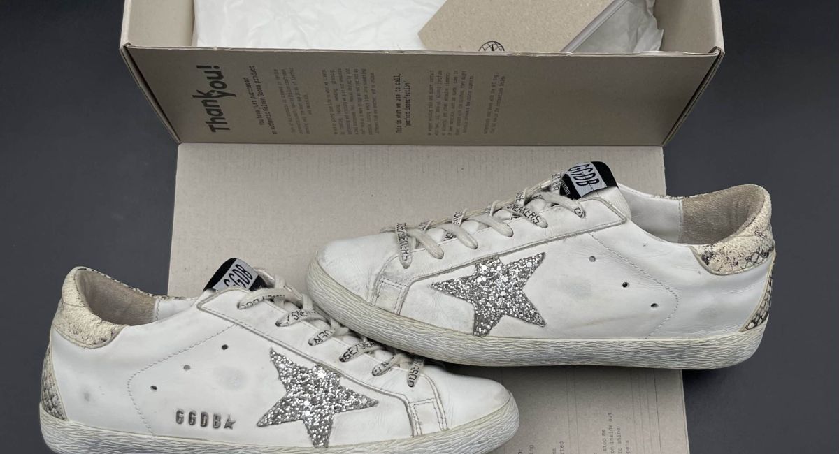 golden goose super star blanc/paillette argent 37