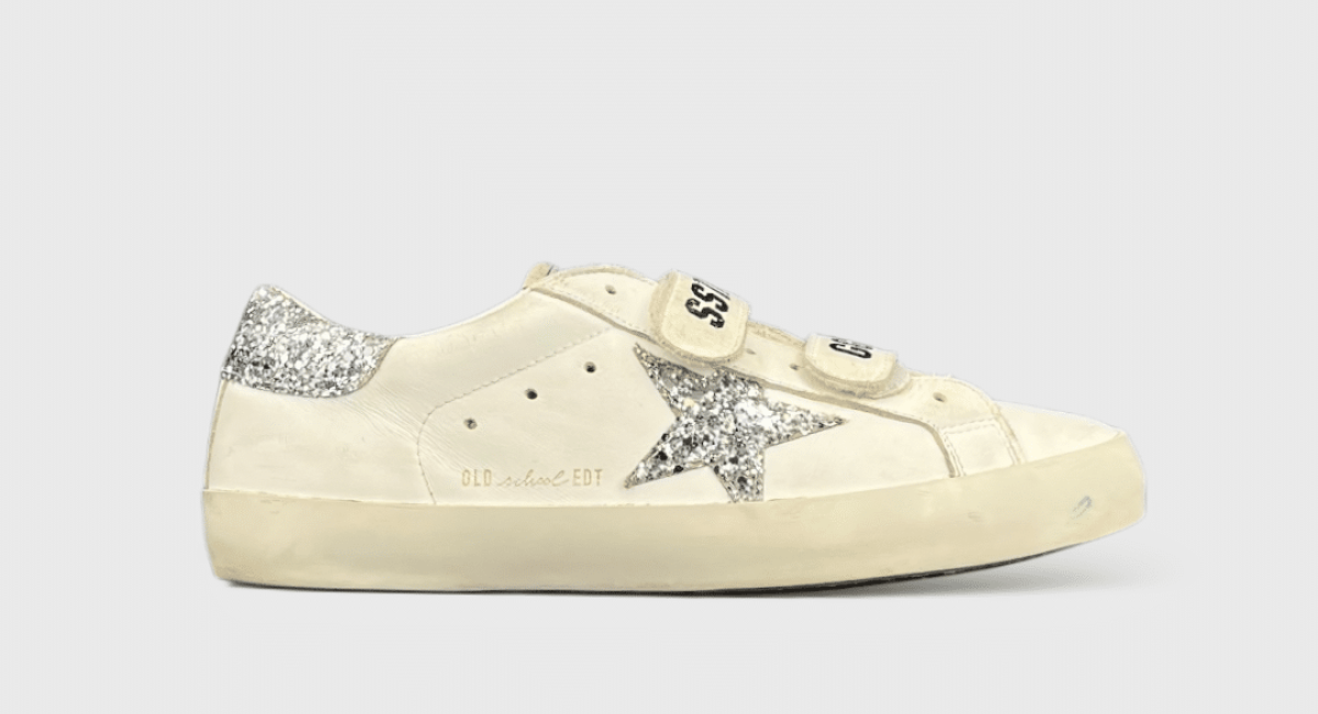 9139 Golden Goose Old School Paillettes Argenté/Blanc 37