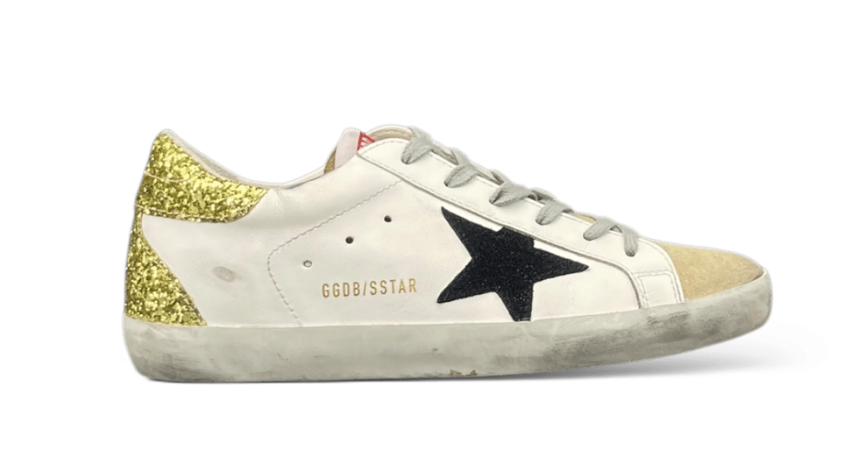 0000001424 Golden Goose Super Star Blanc/Noir/Or/Paillette 38