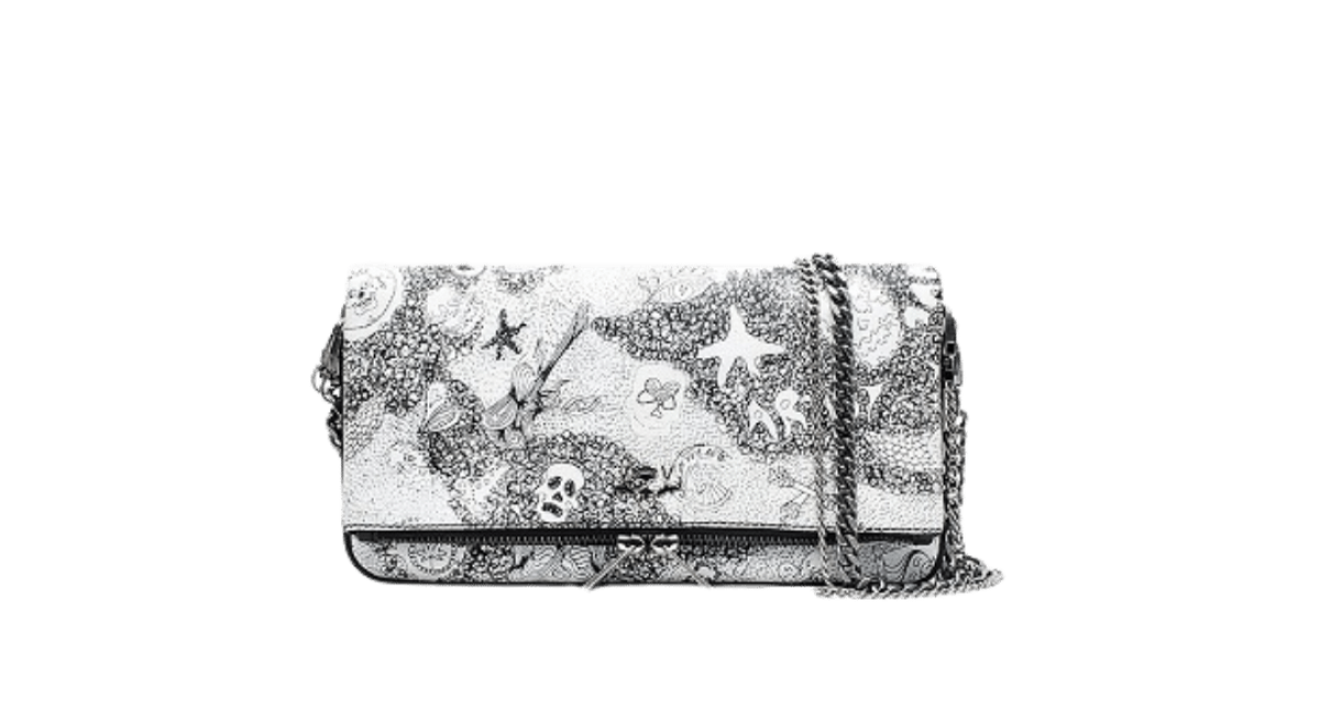 0000002322 Zadig et Voltaire pochette rock Gris Blanc Small