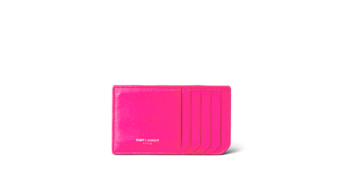 0000002019 Yves Saint Laurent Porte Carte Rose Fluo Médium
