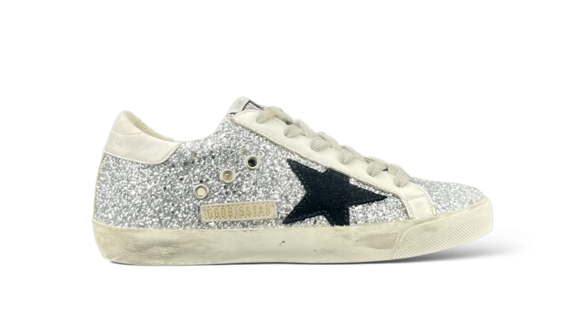 Golden Goose Super Star Argenté/Paillette/Blanc/Noir 36