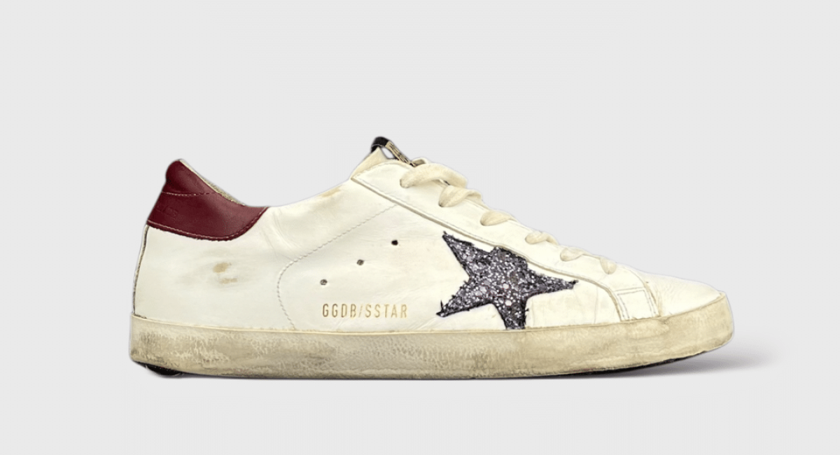 9341 Golden Goose Superstar Blanc/Bordeaux/Paillette 39