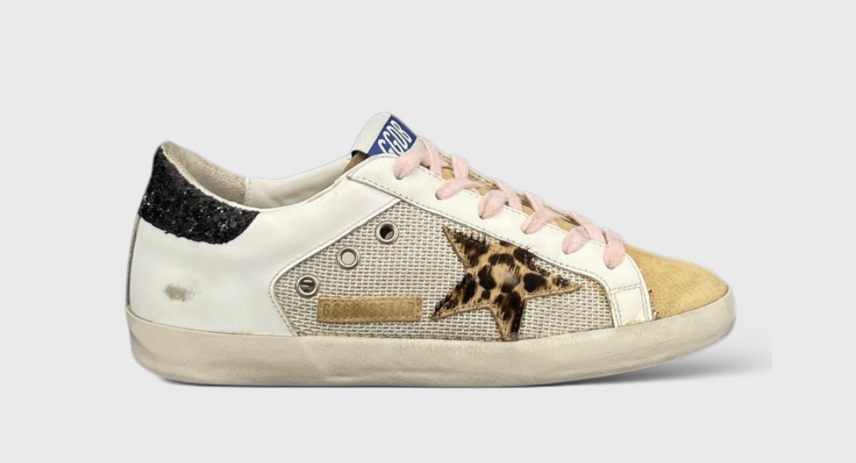 0000001204 Golden Goose Super Star Blanc/Noir/Paillette/Rose 38