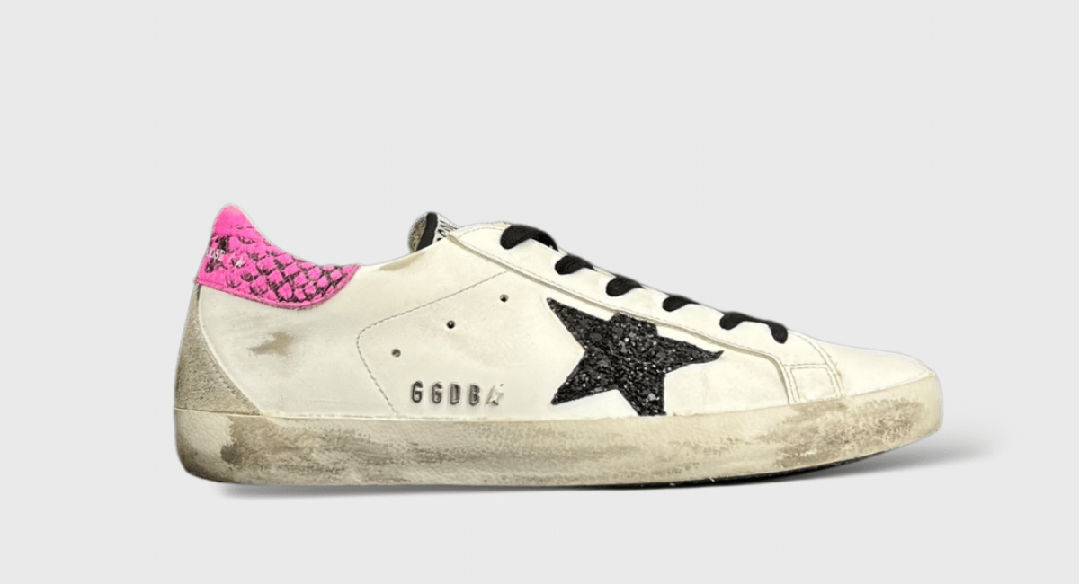 9347 Golden Goose Superstar Blanc/Python Rose/Paillette 39
