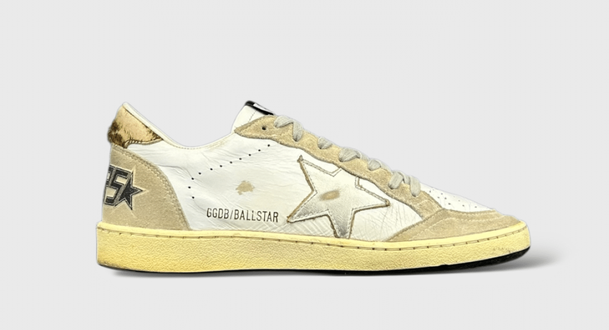 9477 Golden Goose Ball Star Blanc/léopard/Beige/Argent 38