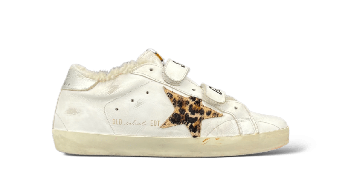 Golden Goose Old School Leopard/Blanc/Argent 36