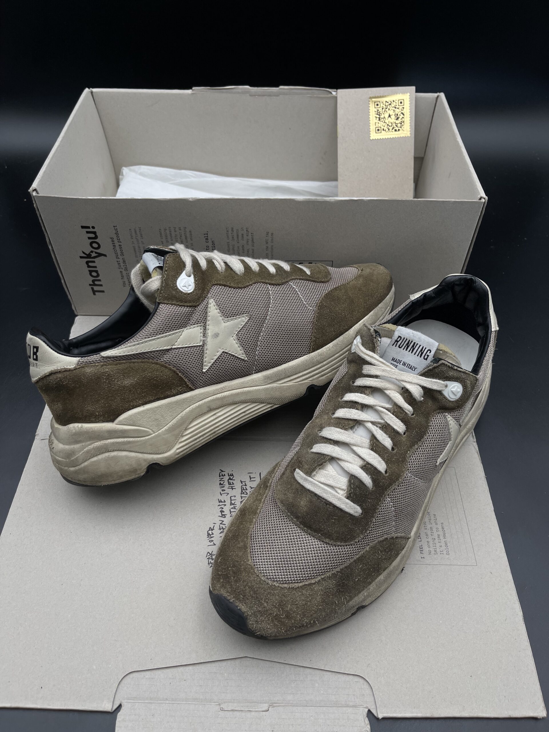 golden goose running kaki/beige 43 – 7