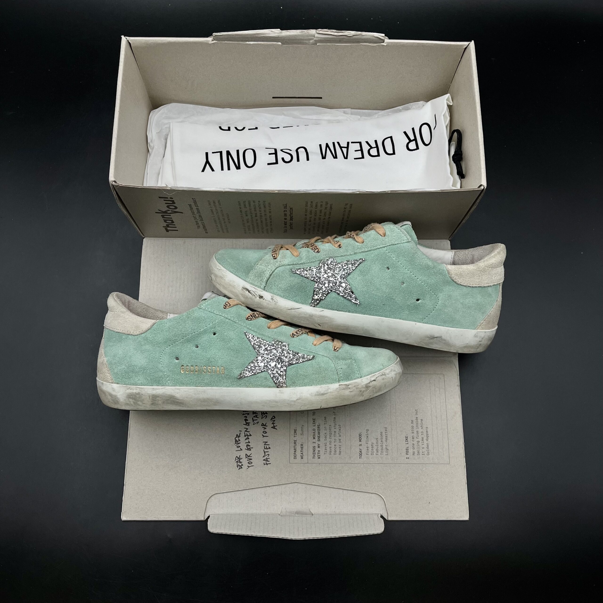 Golden Goose Superstar verte/jaune/paillette 38