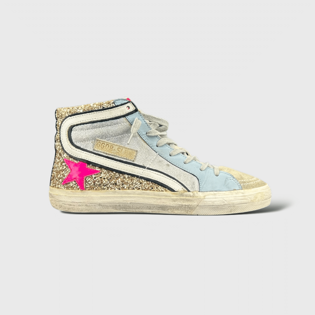 9232 Golden Goose Slide Or/Rose/Bleu/Argent 39