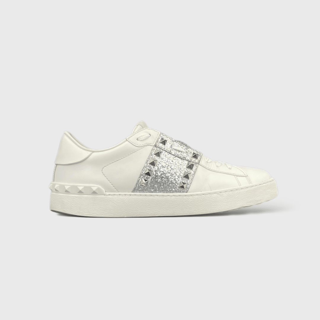 9282 Valentino Rockstud Blanc/Argenté/Paillettes 40