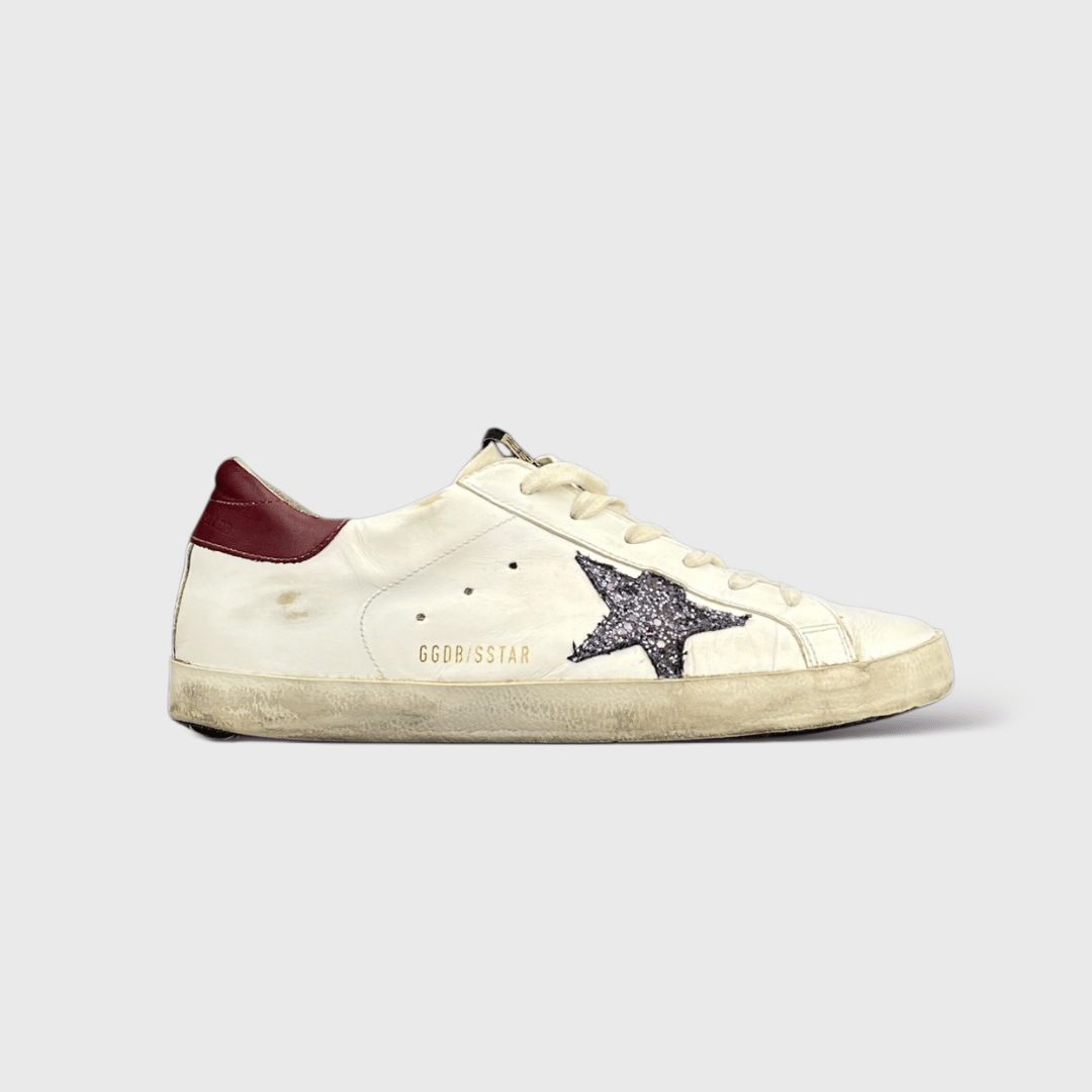 9341 Golden Goose Superstar Blanc/Bordeaux/Paillette 39