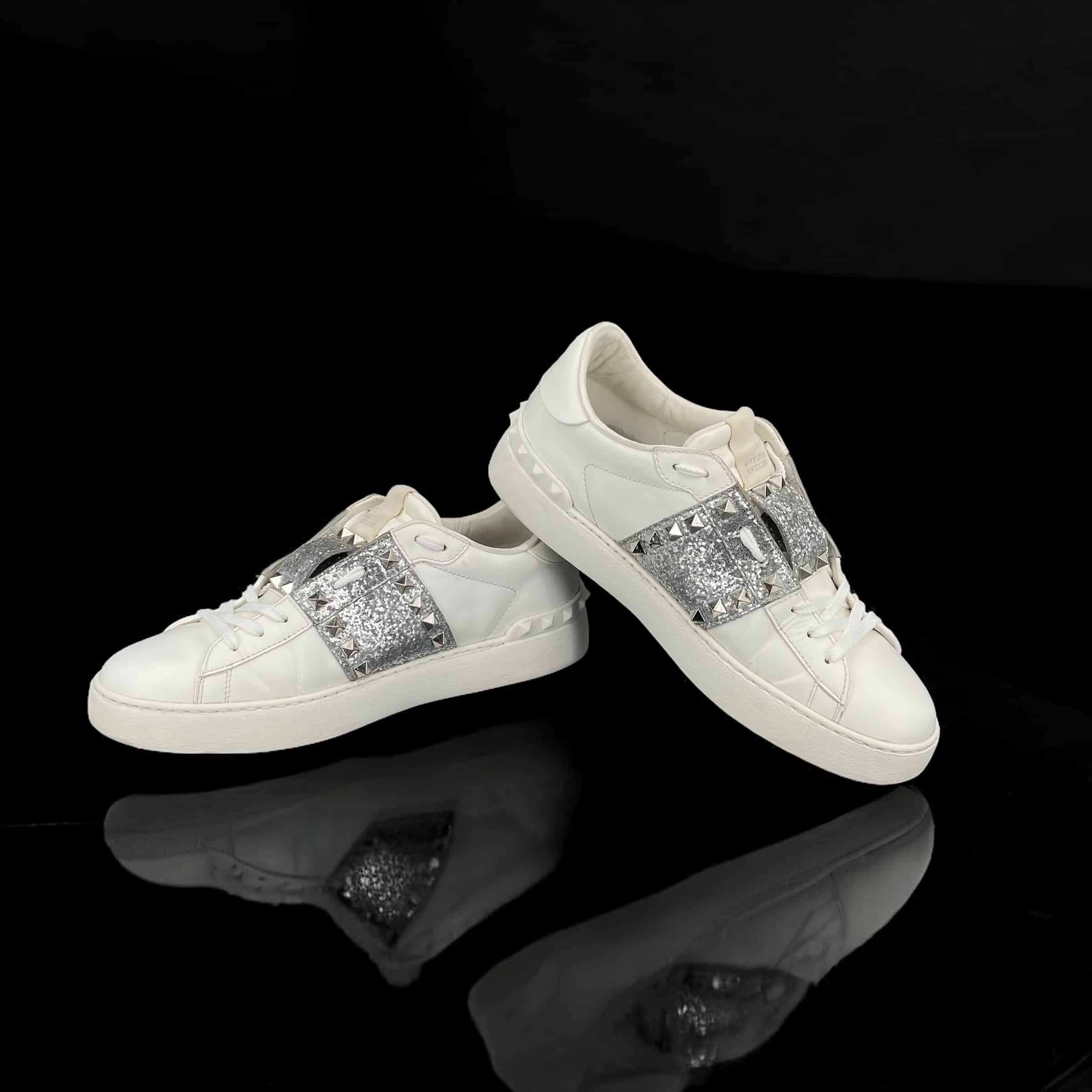 9282 Valentino Rockstud Blanc/Argenté/Paillettes 40 – 3