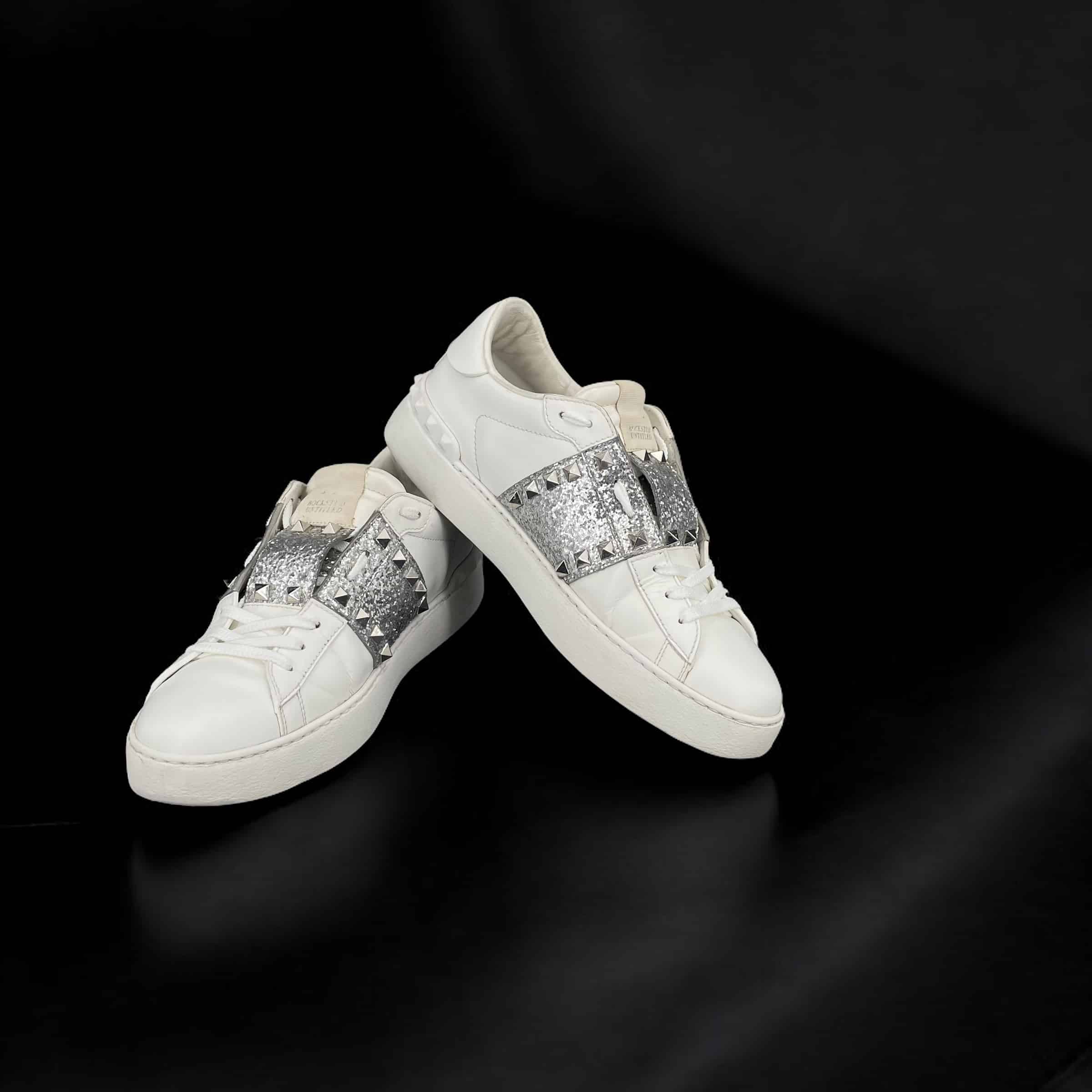 9282 Valentino Rockstud Blanc/Argenté/Paillettes 40 – 2