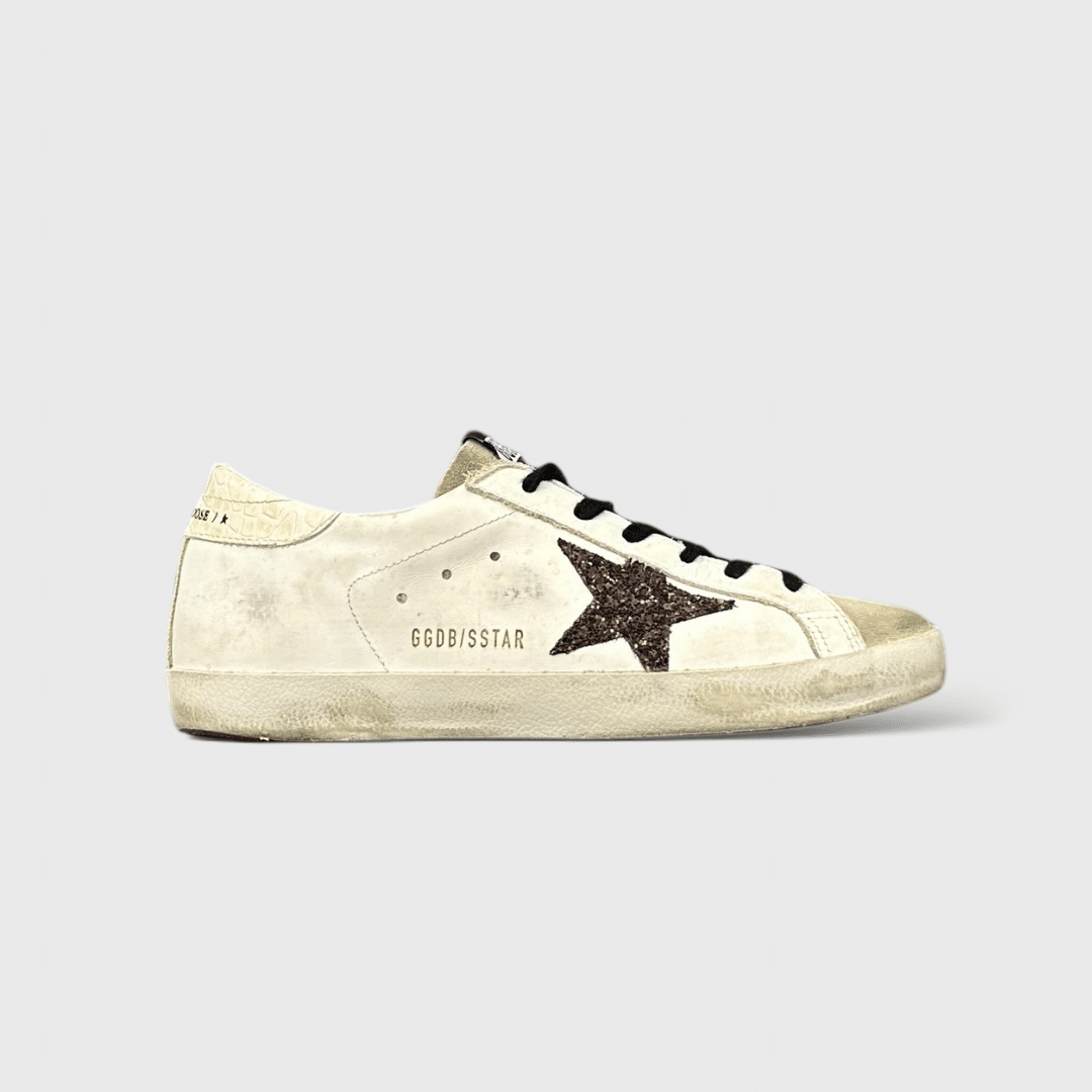 9771 Golden Goose Superstar Blanc/beige/Marron/Paillette 38