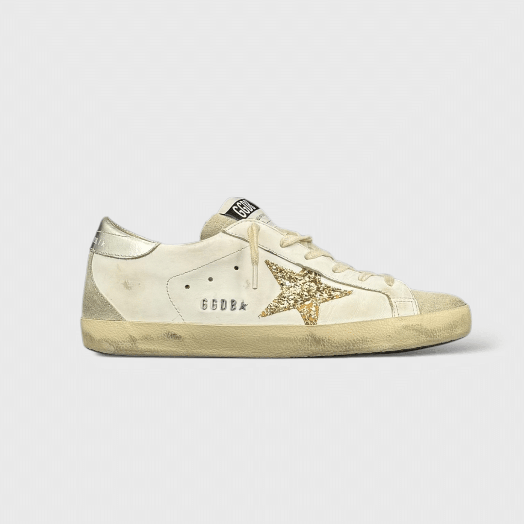 V10411 Golden Goose Superstar Blanc/Or/Paillette 38