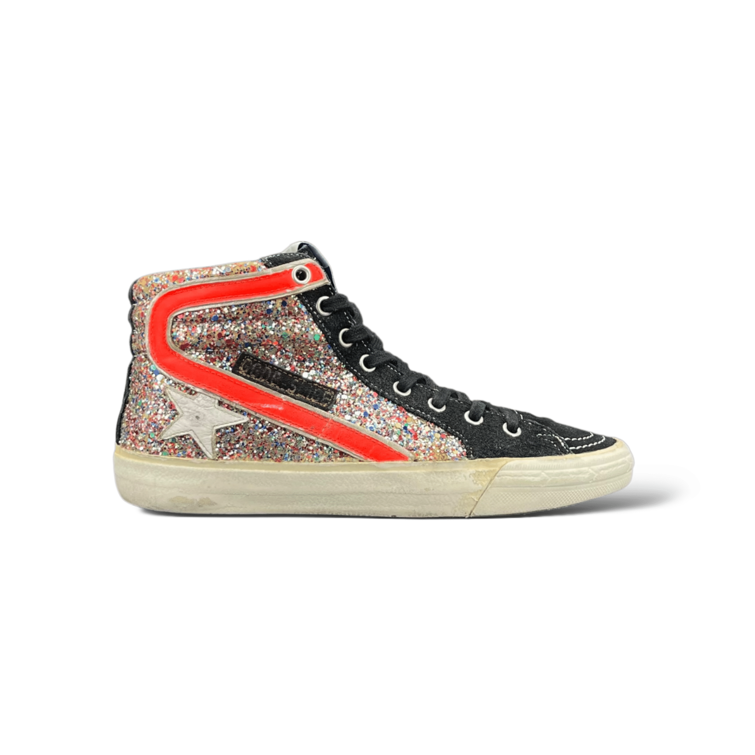 Golden Goose Slide Noir/Rouge/Blanc/Paillette 37