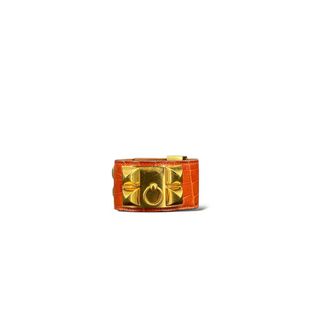 Hermès Bracelet Collier de chien  Orange / Or / Taille Unique