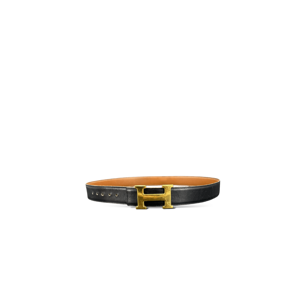 Hermès Ceinture H / Noir / Camel / Taille Unique