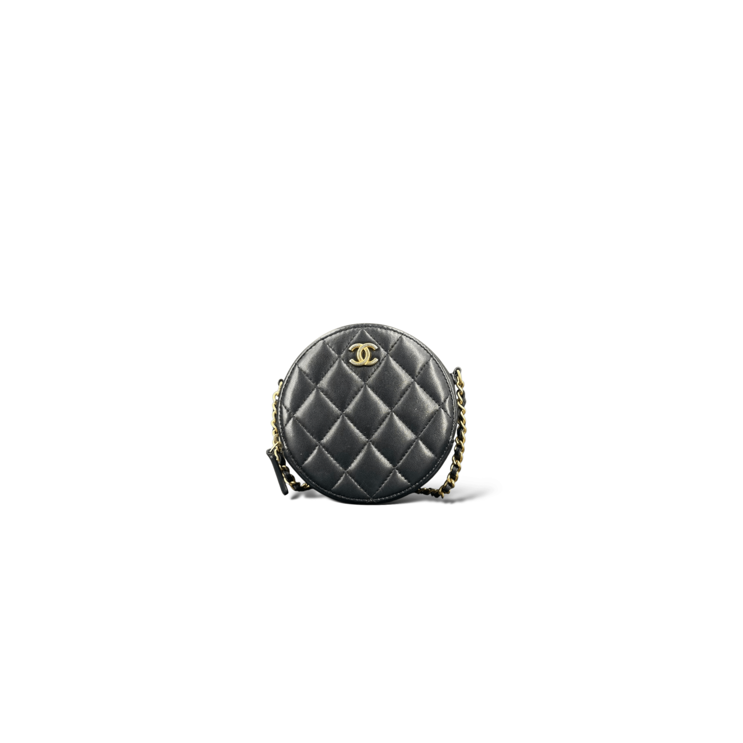 Chanel Sac à bandoulière rond  / Noir / Doré / Mini