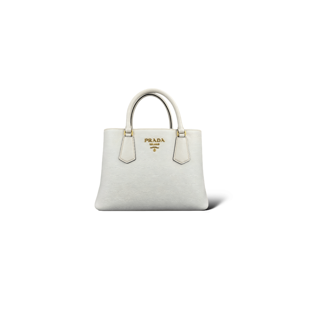 Prada Saffiano / Blanc / Doré / Médium