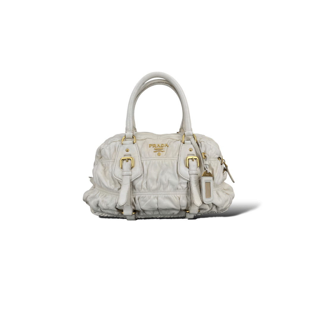 Prada Cabas / Blanc / Doré / Médium