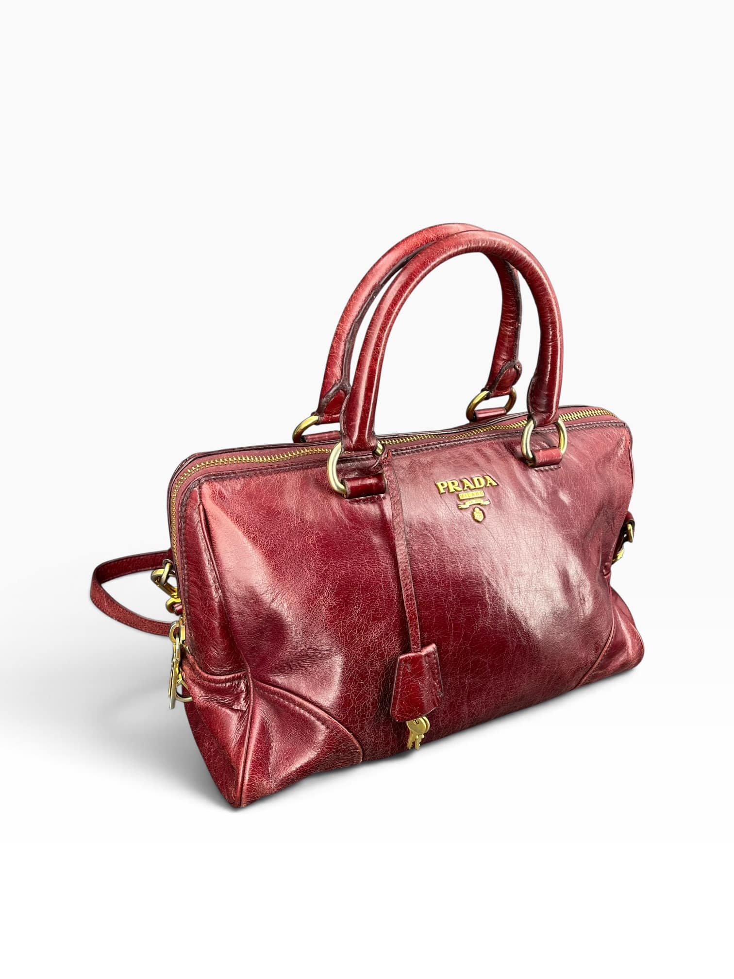 Prada Sac à main / Bordeaux / Doré / Médium – 2
