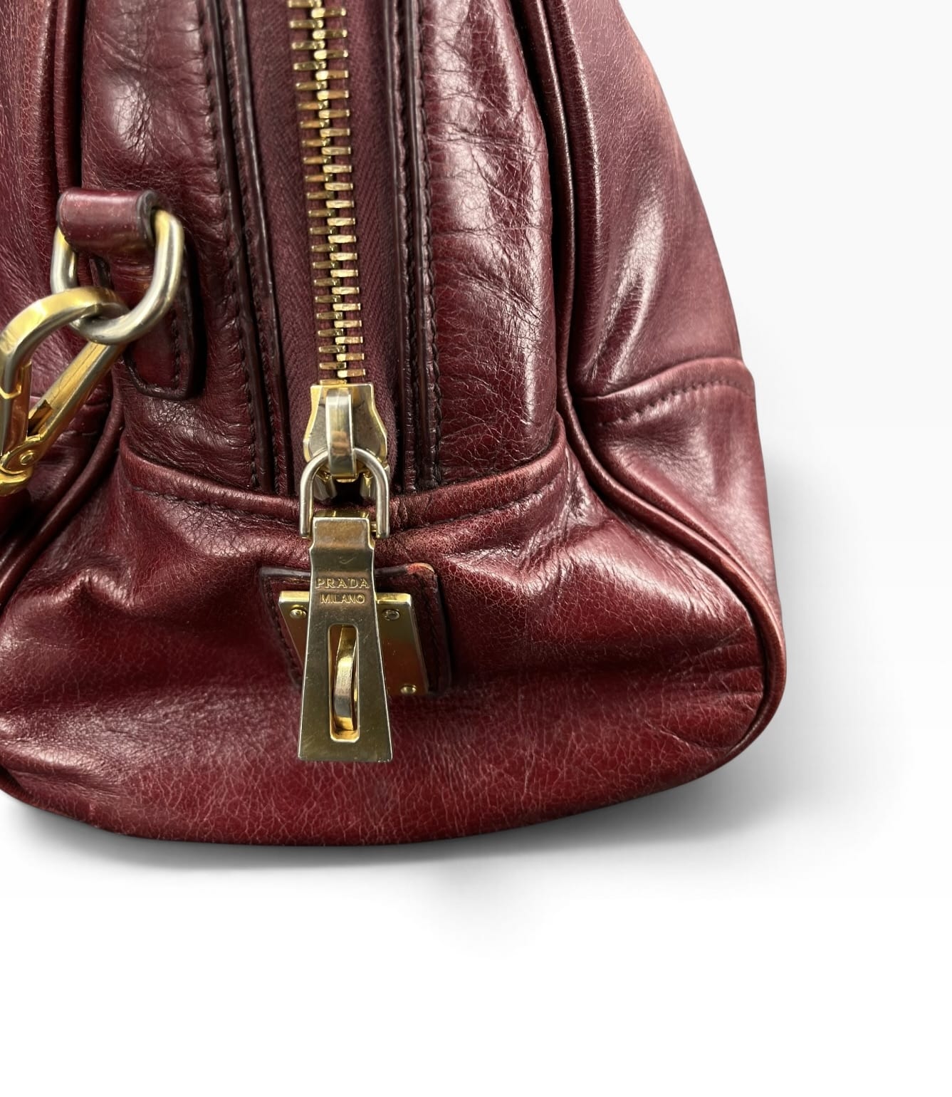 Prada Sac à main / Bordeaux / Doré / Médium – 3