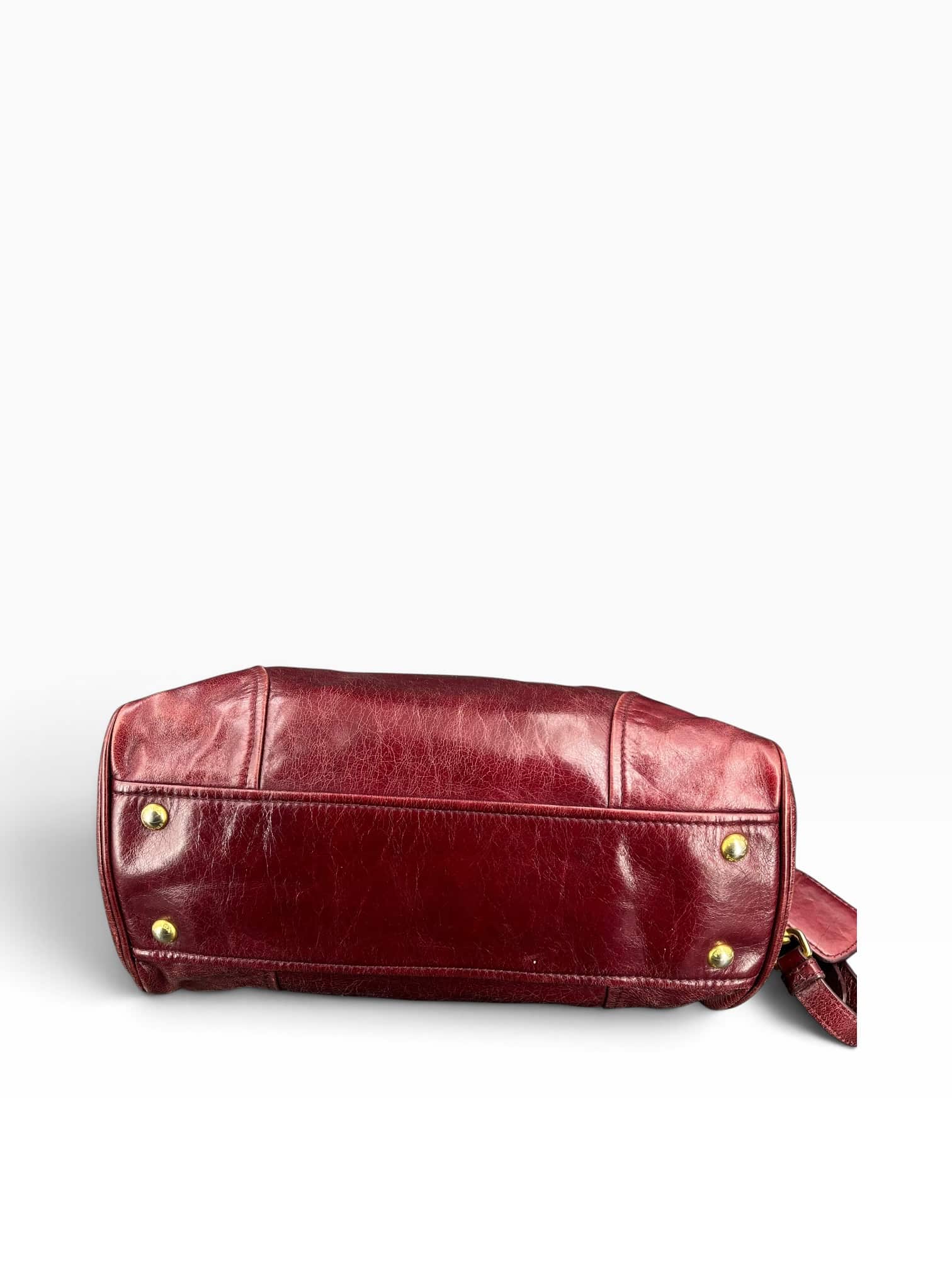 Prada Sac à main / Bordeaux / Doré / Médium – 4