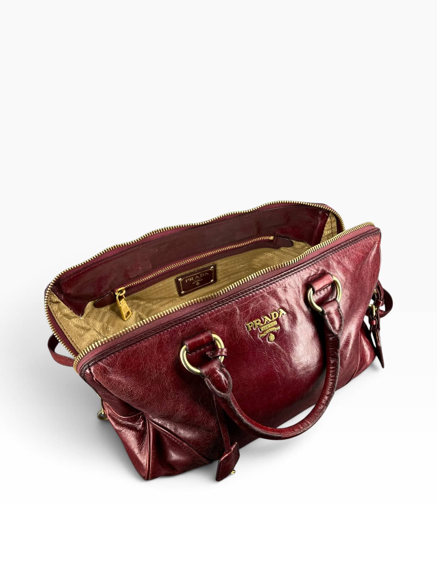 Prada Sac à main / Bordeaux / Doré / Médium – 5